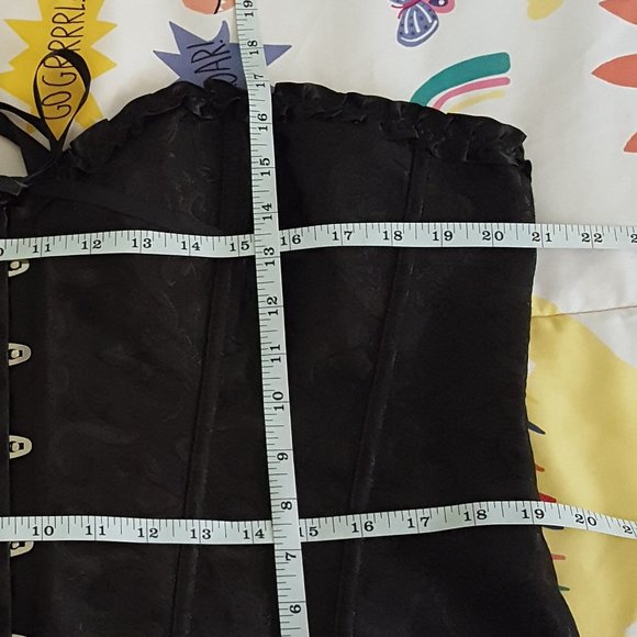 black damask satin sweetheart corset bustier top - Picture 3 of 5